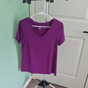 Purple Active Womens Juniors V-Neck Top M (8-10)